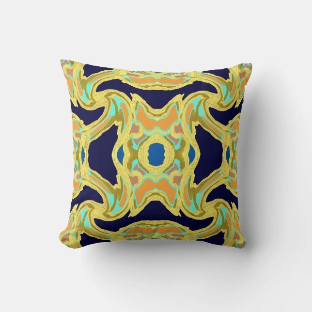 Modern Pillow-Navy,Yellow,Orange,Green,Blue Cushion (Front)