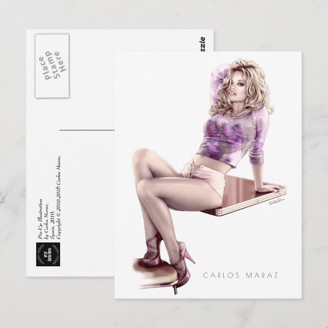 Modern Pin-Up Girl Illustration Postcard (Front/Back)