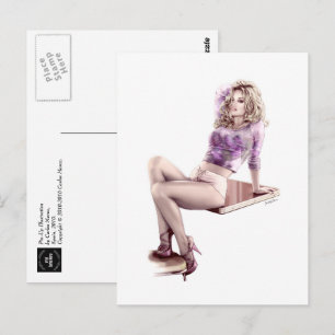 Modern Pin-Up Girl Illustration Postcard