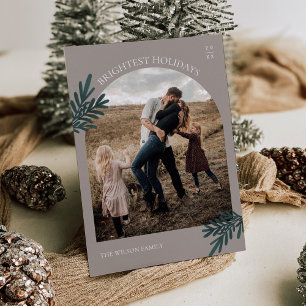 Modern Pine Christmas Photo Holiday Card