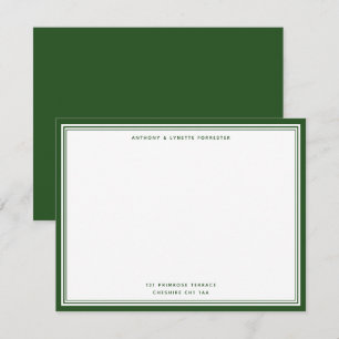 Modern Pine Green Name & Address Note Card