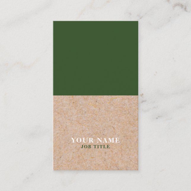 Modern Pine PRINTED Kraft Vertical Business Card (Front)