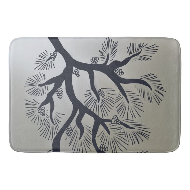 Modern pine tree and pine cones bath mat (Front)