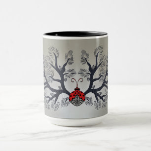 Modern pine tree and pine cones tote bag mug