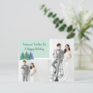 Modern Pine Trees 2 Photo Christmas Postcard