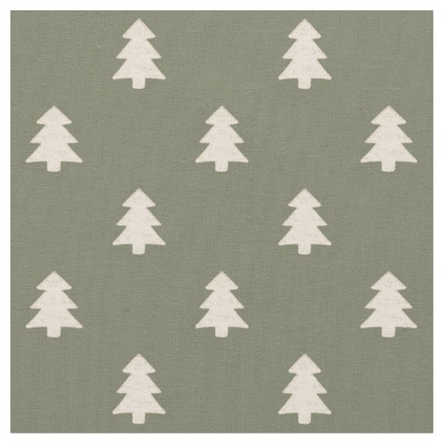 Modern Pine Trees Neutral Boho Farmhouse Winter Fabric (Close Up)