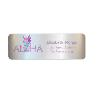 Modern Pineapple, Aloha ‚Silver Return Address Label