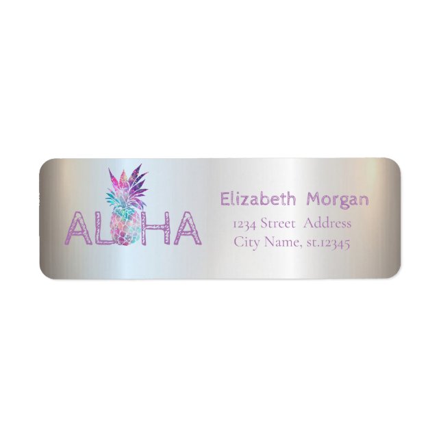 Modern Pineapple, Aloha ‚Silver Return Address Label (Front)