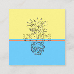 Modern Pineapple Illustration Interior Designer Square Business Card