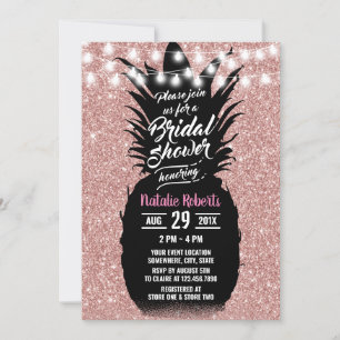 Modern Pineapple Rose Gold Luau Bridal Shower Invitation