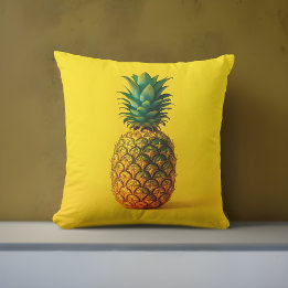 Modern Pineapple Yellow Outdoor Pillow | Tropical