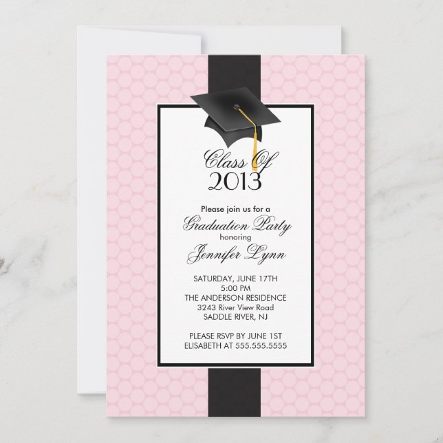 Modern Pink 2013 Graduation Party Invitation (Front)