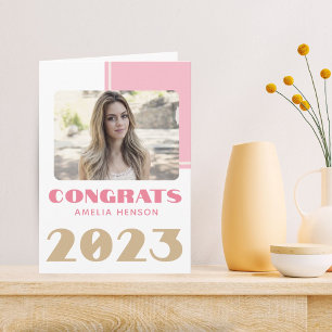 Modern Pink 2023 Congrats Graduate Photo Card