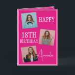 Modern Pink 3 Photo Collage 18th Birthday Card<br><div class="desc">Celebrate a milestone birthday with a modern and elegant three-photo collage. This design captures cherished memories and adds a personal touch to an 18th birthday celebration,  making it a keepsake to treasure.</div>