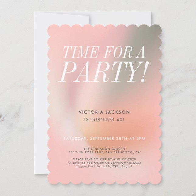 Modern Pink 40th Birthday Party Invitation (Front)