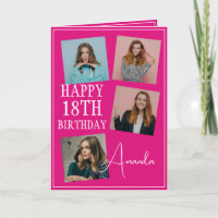 Modern Pink 4 Photo Collage 18th Birthday