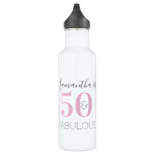Modern Pink 50 and fabulous Birthday Personalised  710 Ml Water Bottle