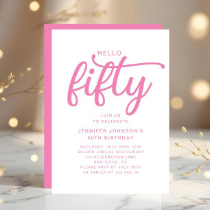 Modern Pink 50th Birthday Invitation