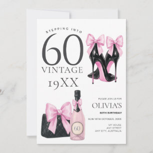 Modern Pink 60th Birthday Invitation for Her