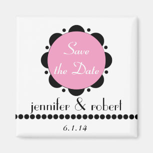 Modern Pink Abstract Daisy Save the Date Magnet