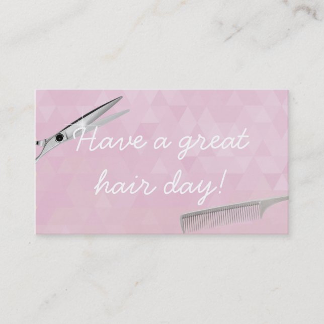 Modern Pink Abstract Patterns Hair Stylist Business Card (Front)