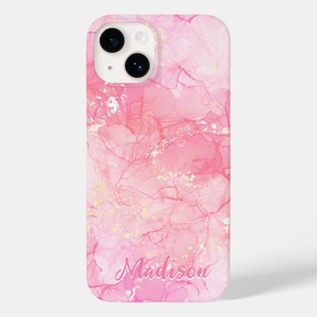 Modern Pink Abstract Personalised    Case-Mate iPhone Case (Back)