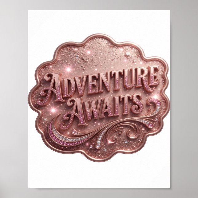Modern Pink ADVENTURE AWAITS v2 Poster (Front)