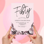 Modern Pink and Black 50th Birthday Invitation<br><div class="desc">Create your own 50th birthday invitation! Personalise this design with your own text. You can further customise this design by selecting the "customise further" link if desired.</div>