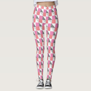 modern pink and black aesthetic pattern leggings