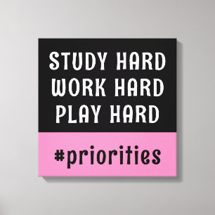 Modern Pink and Black Hashtag Dorm Room Canvas Print
