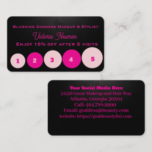 Modern Pink and Black Minimalist Salon Business Loyalty Card