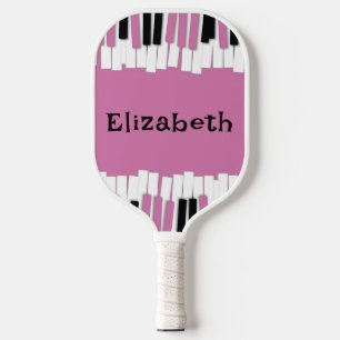Modern Pink and Black Piano Keys Custom Pickleball Paddle
