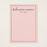 Modern pink and black script earring display card<br><div class="desc">Modern pink and black script earring display card</div>