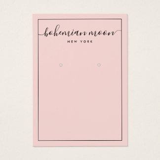 Modern pink and black script earring display card