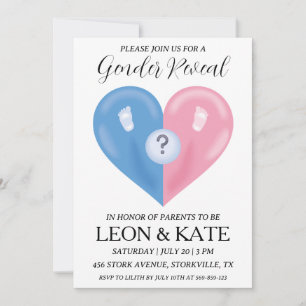 modern pink and blue gender reveal invitations
