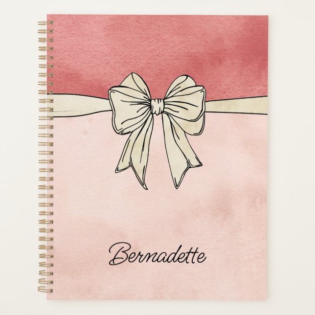 Modern Pink and Cream Bow Bridesmaids Planner (Front)