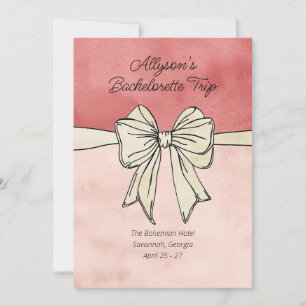 Modern Pink and Cream Bow QR Code Bach Invitation