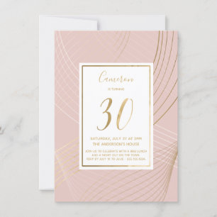 Modern Pink and Gold 30th Birthday Invitation