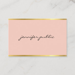 Modern Pink And Gold Cursive Hand Script Elegant Business Card