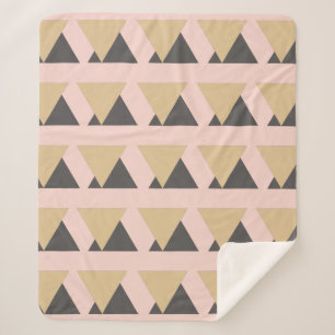 Modern Pink and Gold Geometric Triangle Pattern Sherpa Blanket