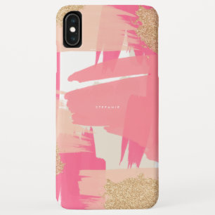 Modern Pink and Gold Glitter Abstract Pattern iPhone XS Max Case