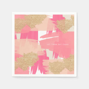 Modern Pink and Gold Glitter Abstract Pattern Napkin
