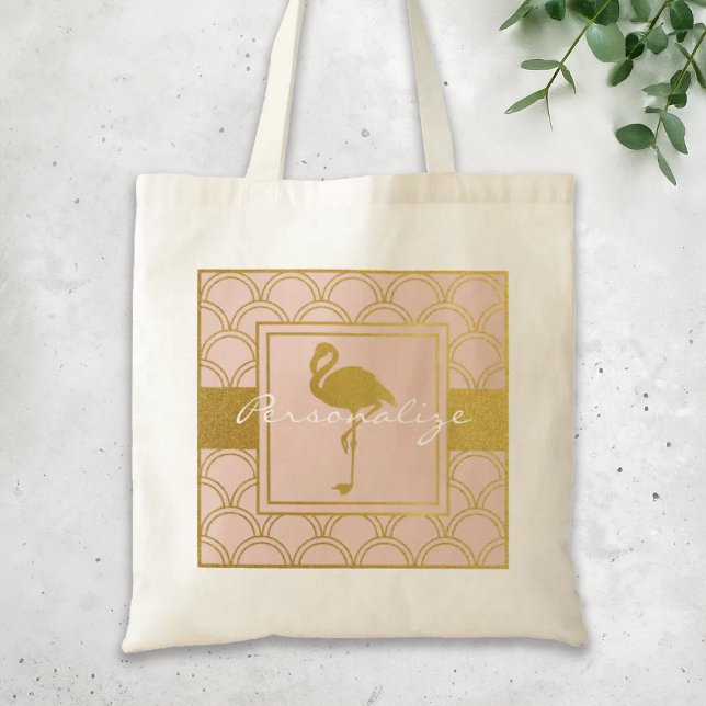 Modern Pink and Gold Glitter Flamingo Tote Bag (Creator Uploaded)