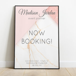 Modern Pink and Gold Marble Business Poster