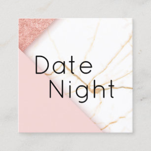 Modern Pink and Gold Marble Date Night Card