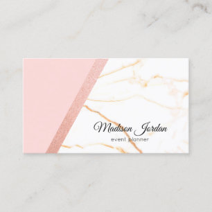 Modern Pink and Gold Marble Glitter Business Card