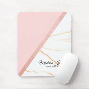 Modern Pink and Gold Marble Glitter Mouse Pad