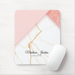 Modern Pink and Gold Marble Mouse Pad