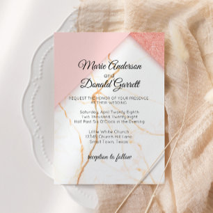 Modern Pink and Gold Marble Wedding Invitation