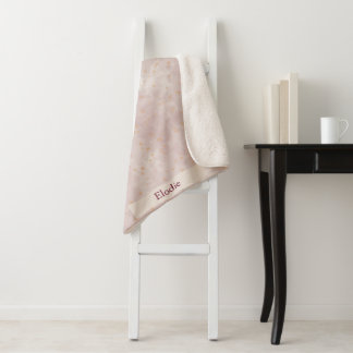 Modern Pink and Gold Star Watercolor Minimalist Sherpa Blanket